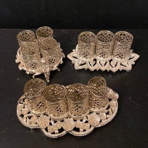 set of 3 VTG SF Sam Fink Silver Tone Filigree Lipstick Holder Cherub Hollywood
